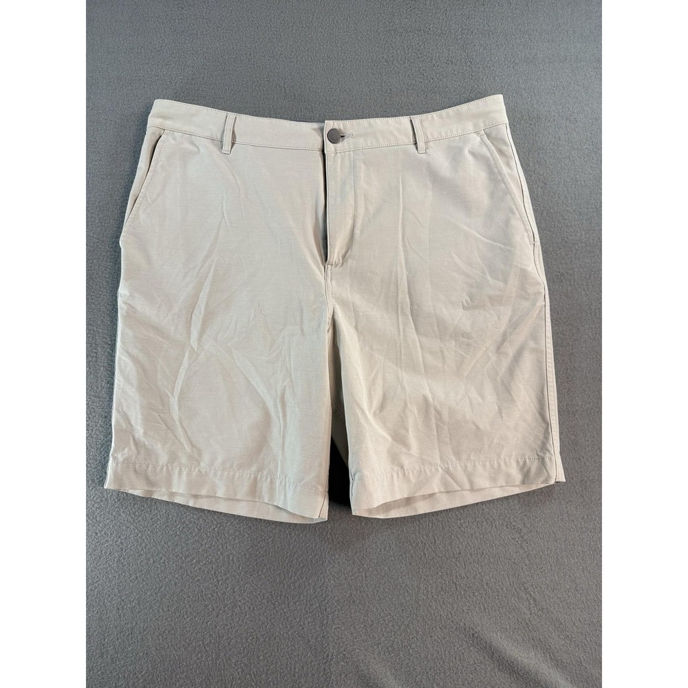 Faherty All Day Shorts Mens 38 Beige Microfiber Chino 9 Inseam Quick Dry